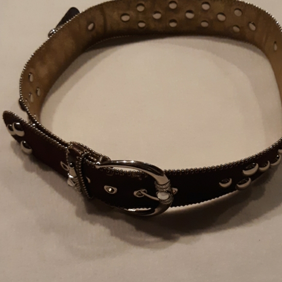 Kathy van zeeland brown faux suede leather belt size s - Picture 6 of 7